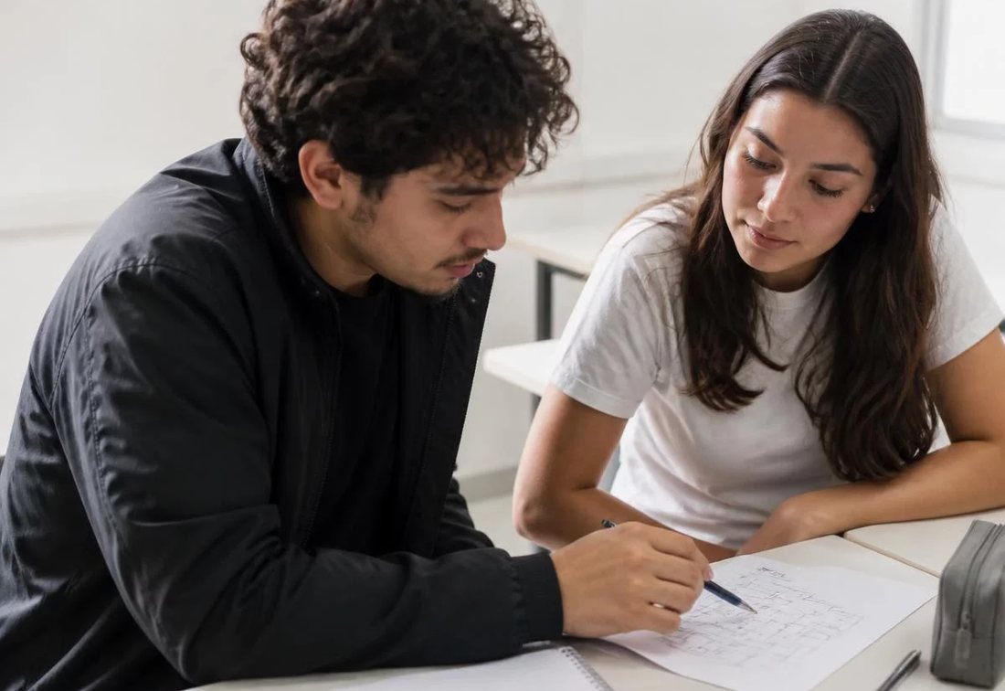 Colegas revendo no tablet as anotações do encontro anterior